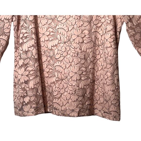 Elle Shirt Womens Size XXL Blush Pink Pullover Floral Lace Lined Stretch V-Neck - Picture 5 of 9